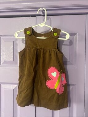Vintage Y2K Classic Carter's Brown Baby Dress with Pink Butterfly